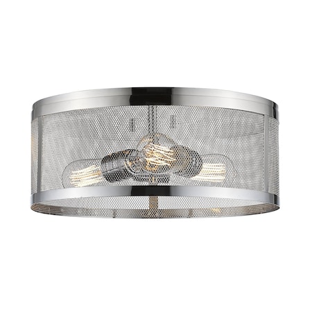 Z-Lite Meshsmith 3 Light Flush Mount, Chrome & Chrome 331F14-CH